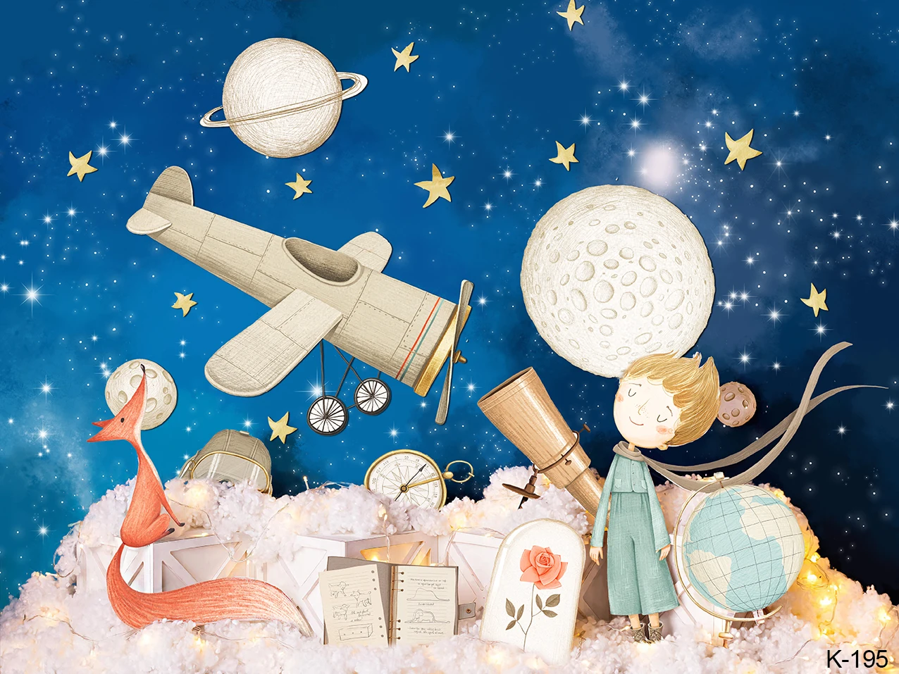 Little Prince Backdrop Universe Meteorite Boys Happy Birthday Party Photography Background Photo Studio Prop Decor Banner