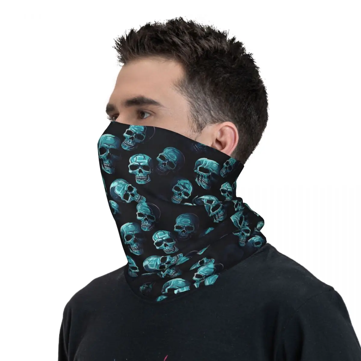 Blue Skulls Bandana Neck sciarpa bianca copricapo multiuso pesca Unisex adulto inverno