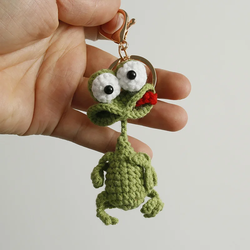 Cute Sausage Mouth Doll Crochet Keychains Knitted Frog Keyrings Funny Crochet Duck Keychain For Bag Pendant Custom Accessories view 3