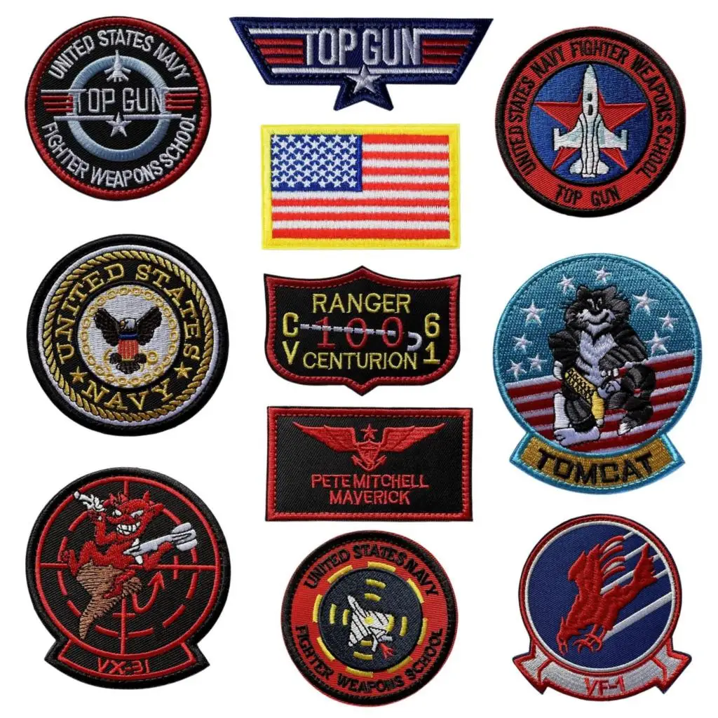 Top Gun Tomcat ricamo Patch capitolo American VF-1 Pilot Badge Armband vestiti cappello adesivo giacca Applique. Gancio e anello