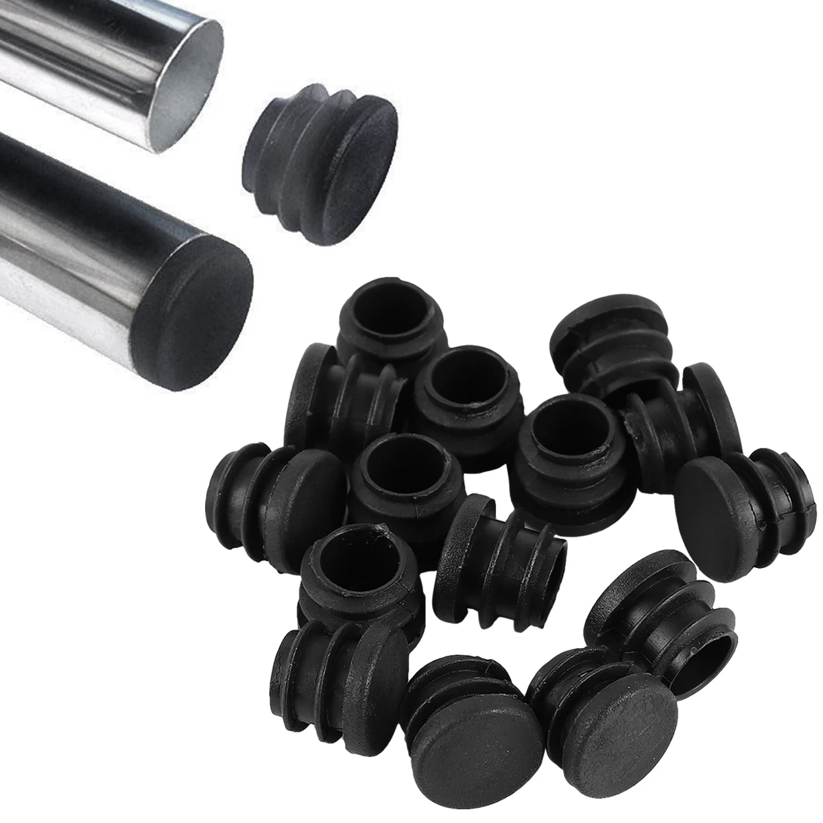 

100pcs Round Pipe Bung niture Leg Plug Chair Table Foot Insert Dust Cap End Cover for Tubing Plastic Plugs with Ribs Floor