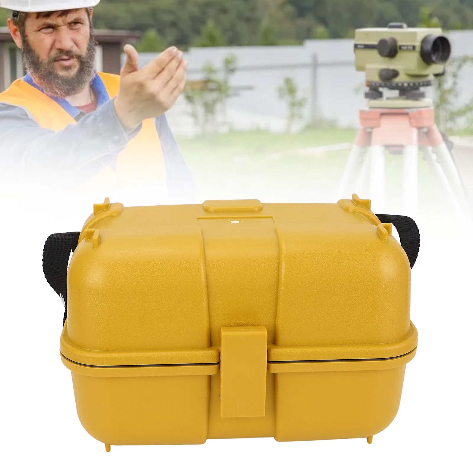 Nivelleringsinstrumentkoffer Plastic Total Station-niveau-opbergdoos met enkel slot voor landmeetapparatuur Opbergkoffer voor geel niveau