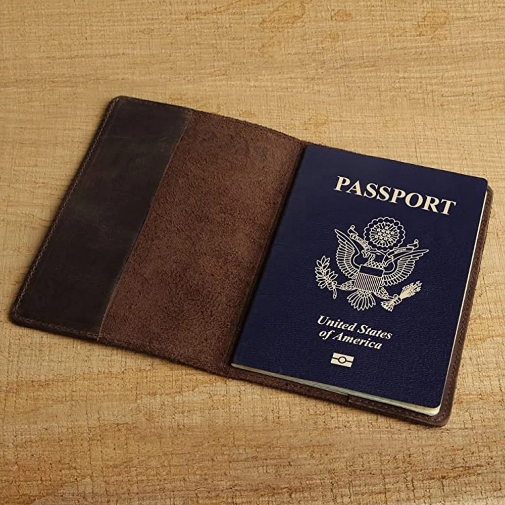 Unisex Genuine Leather RFID Passport Cover Protector Wholesale Plain Business Passport Holder Vacancy Blank Funda Pasaporte