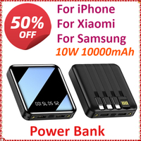 10W 10000mAh Mini Portable Power Bank Fast Charging For iPhone For Xiaomi For Samsung With USB Type C/Micro USB/Lightning