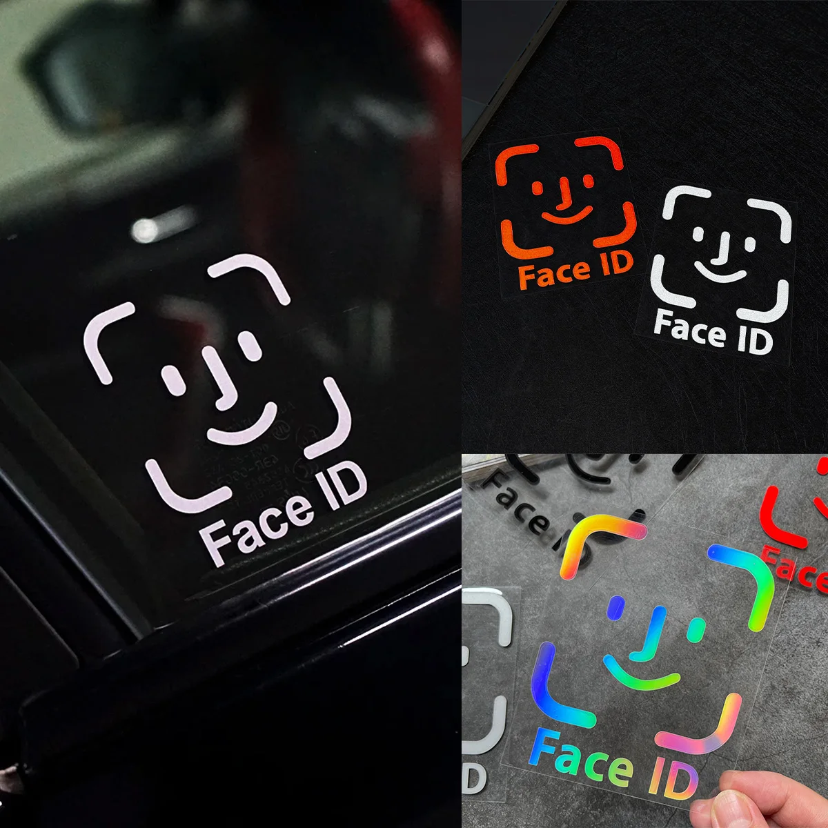 

2PC Face ID Motorcycle Stickers Waterproof DIY Auto Body Window Rear Windshield Fuel Tank Cap Car Exterior Sticker Vinyl Decals