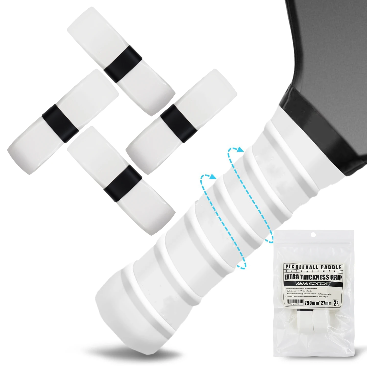 Taśma do wiosła Pickleball, 4 szt. Tacky Soft Pure Overgrip-Absorbent Wygodny uchwyt Antypoślizgowa taśma do wiosła Pickleball