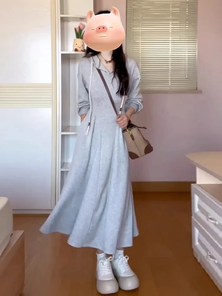 Vestidos de manga larga para mujer vestido de dama de honor otoño Modal ahumado Patchwork cuello alto ajustado estilo Preppy calidez artística Simple