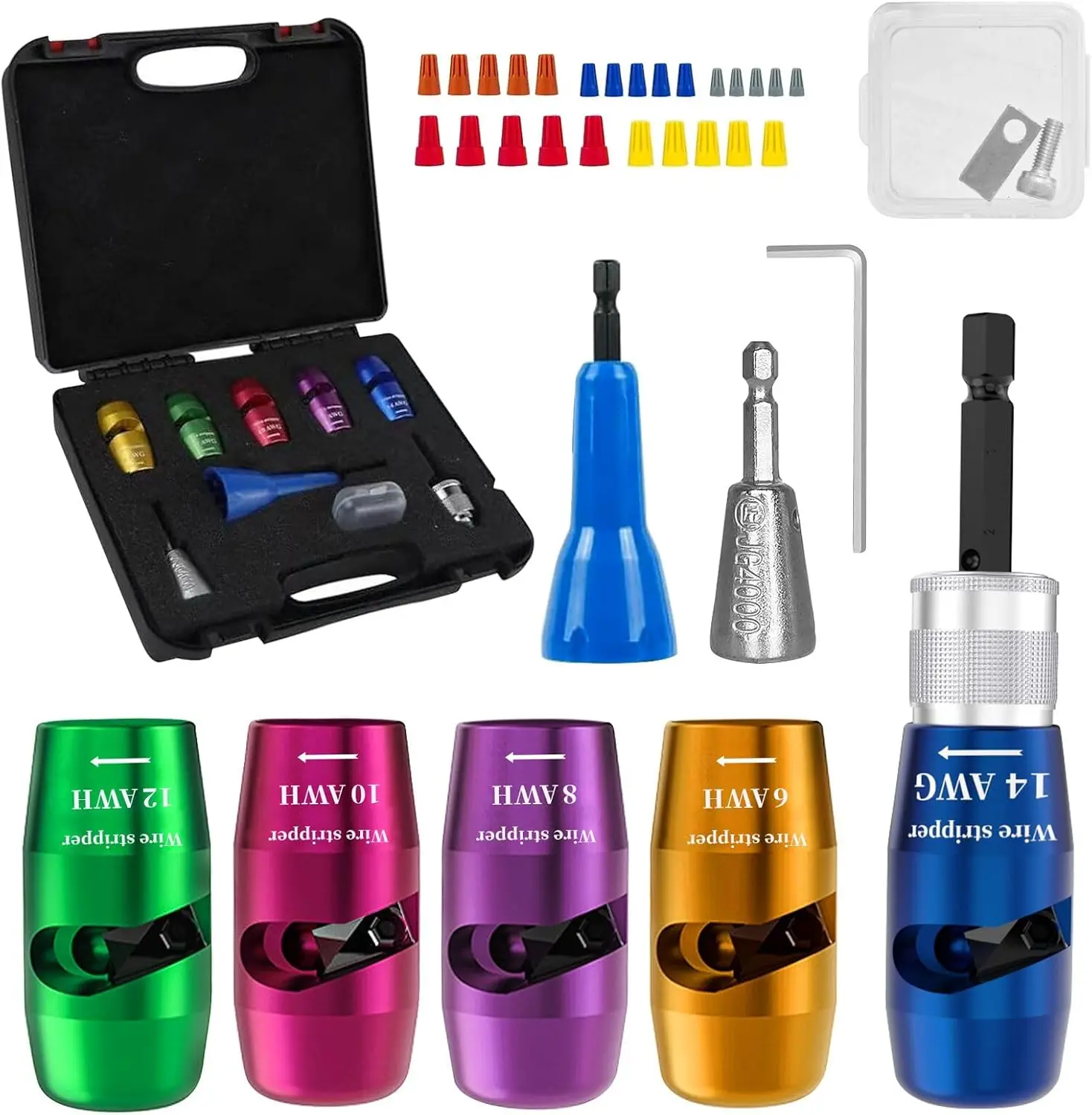 

Drill-Attached Wire Stripper & Twister, 6-14 AWG, 2024 Upgrade Electric Wire Tool Kit