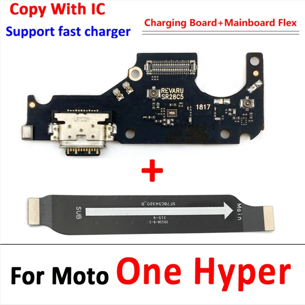 10Pcs，For Moto One Fusion E5 Play GO E7 Plus One Hyper Motherboard Main Board Connect USB Charging Port Dock Board Flex Cable