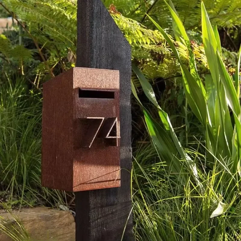 Metal Outdoor Parcel Mailbox Parcel Letter Box Corten Steel Mailbox