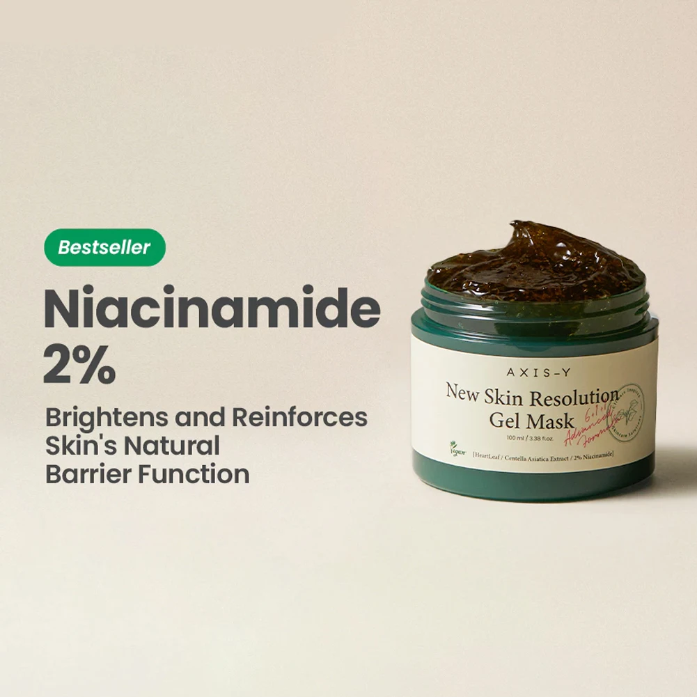 Axis-Y 100ml Skin Resolution Gel Mask Rich in 2% Niacinamide Brighten Soothe Dull Skin Deep Anti-Aging Care