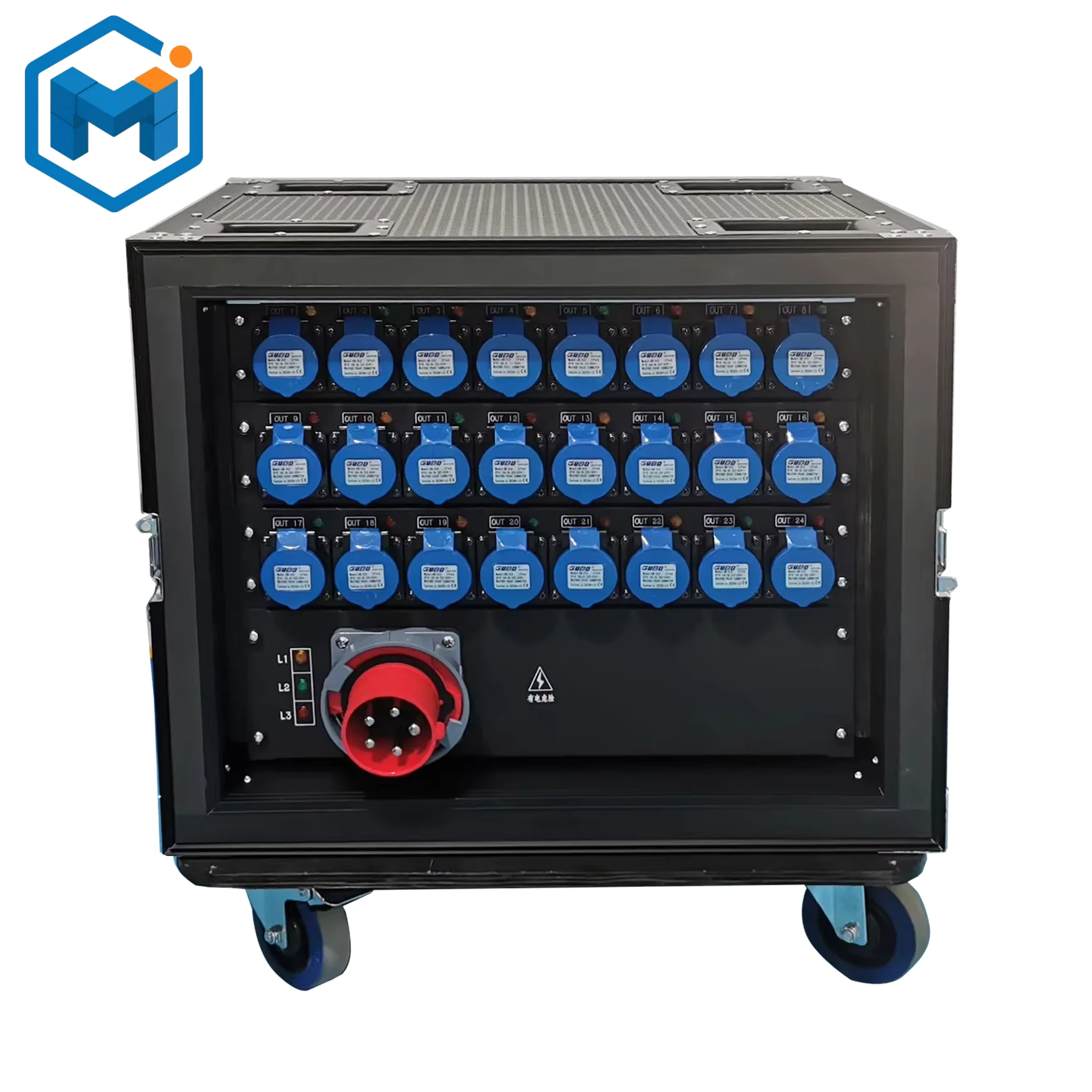 W-2 Power Distribution Box 63A 5PIN Input 24 Road 16A CEE Output Power Distributor