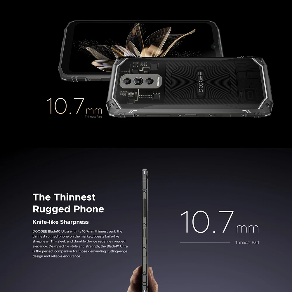 [세계 최초 공개] DOOGEE Blade 10 Ultra 스마트폰 20GB(8+12) 256GB 50MP 6.56'' 견고한 셀룰러폰 NFC 안드로이드 14 모바일 폰