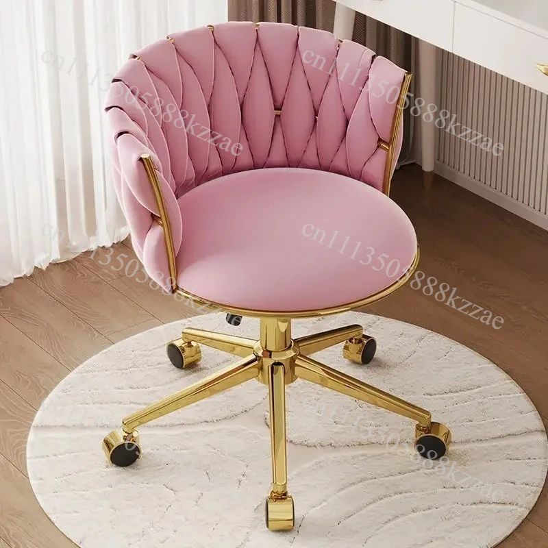 Vanity Chair Light Luxury Lift and Rotate Office Chair Home Makeup Dressing Stool Soft Backrest Bedroom Study Stylish Furniture