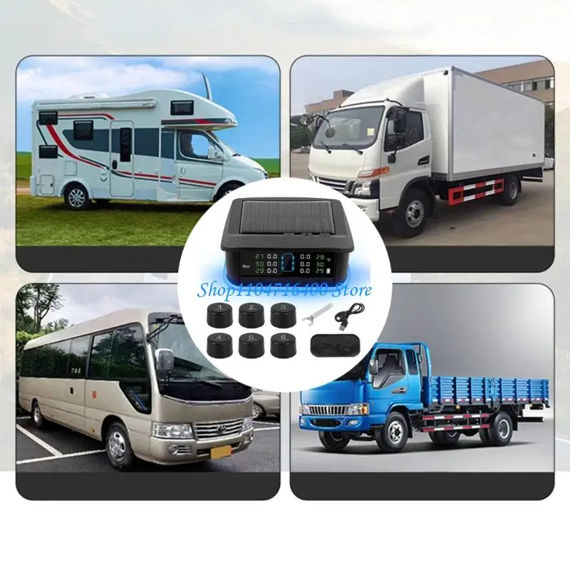 

y1gd Solar Propelled External Tire Pressure Monitoring Structure For 4 & 6 Wheel Automobiles With Live Alerts And Permanent ABS
