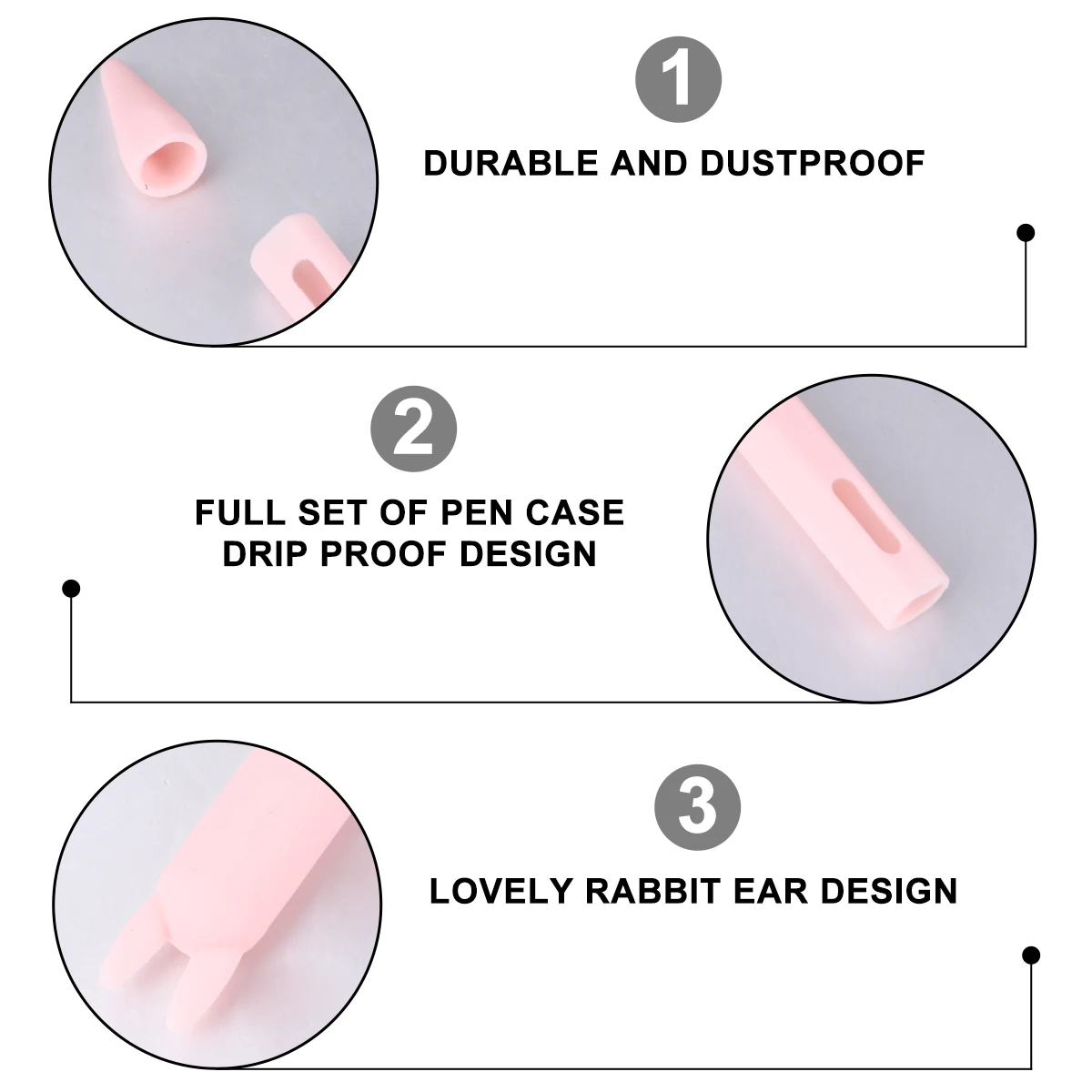 

1Pcs Useful Rabbit Ear Pen Tip for Pencil Ii Pink Protective Case All-in-One Design Nib Care Anti-Dust Pen Cap