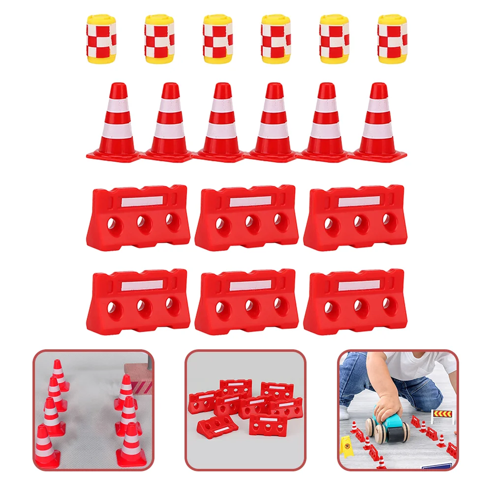 36 Pcs Road Sign Barricade Toy Traffic Cones Mini Barrier Fence Isolation Learning Toys for 5+ Year Olds