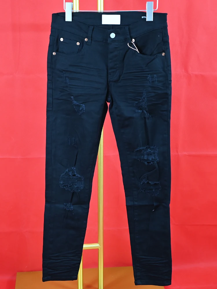 Pantalones Vaqueros pitillo Vintage de tiro bajo para jóvenes, Jeans de marca ROCA púrpura, tinte medio índigo, calle alta americana, pantalones de mezclilla ligeros de lujo