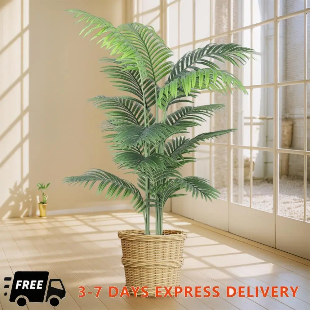 

Искусственное пальмовое растение Areca, 5 футов, искусственное тропическое пальмовое растение Dypsis Lutescens, растения в горшке для домашнего офиса, гостиной