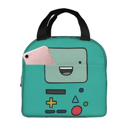 Adventure Time Anime BMO Insulated Lunch Bags Resuable Picnic Bags Thermal Lunch Box Lunch Tote for Woman Work Children School