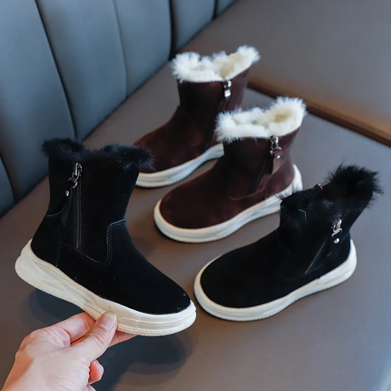 Girls Winter Snow Boots Children Cotton-padded Plus Velvet Kid Footwear Boys Comfortable Shoes Non-slip Warm Fashion Boots