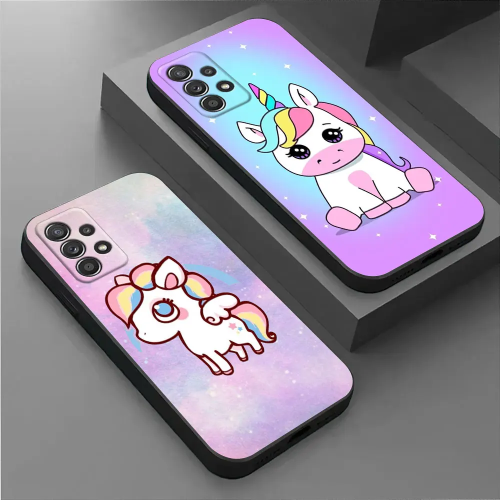 

For Samsung Galaxy A55 Case A54 A52S A53 A51 A34 A35 A33 A32 A50 A72 A71 A30 A7 A9 Cases Soft Cover Cute Unicorn Cartoon Rainbow