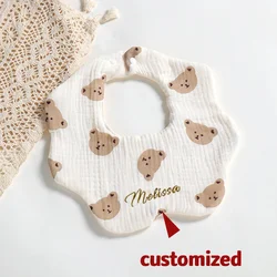 Personalized Custom Name Baby Bib For Newborns Girl Baby Accessories Infant Feeding Apron Cotton Baby Bibs Things For Babies