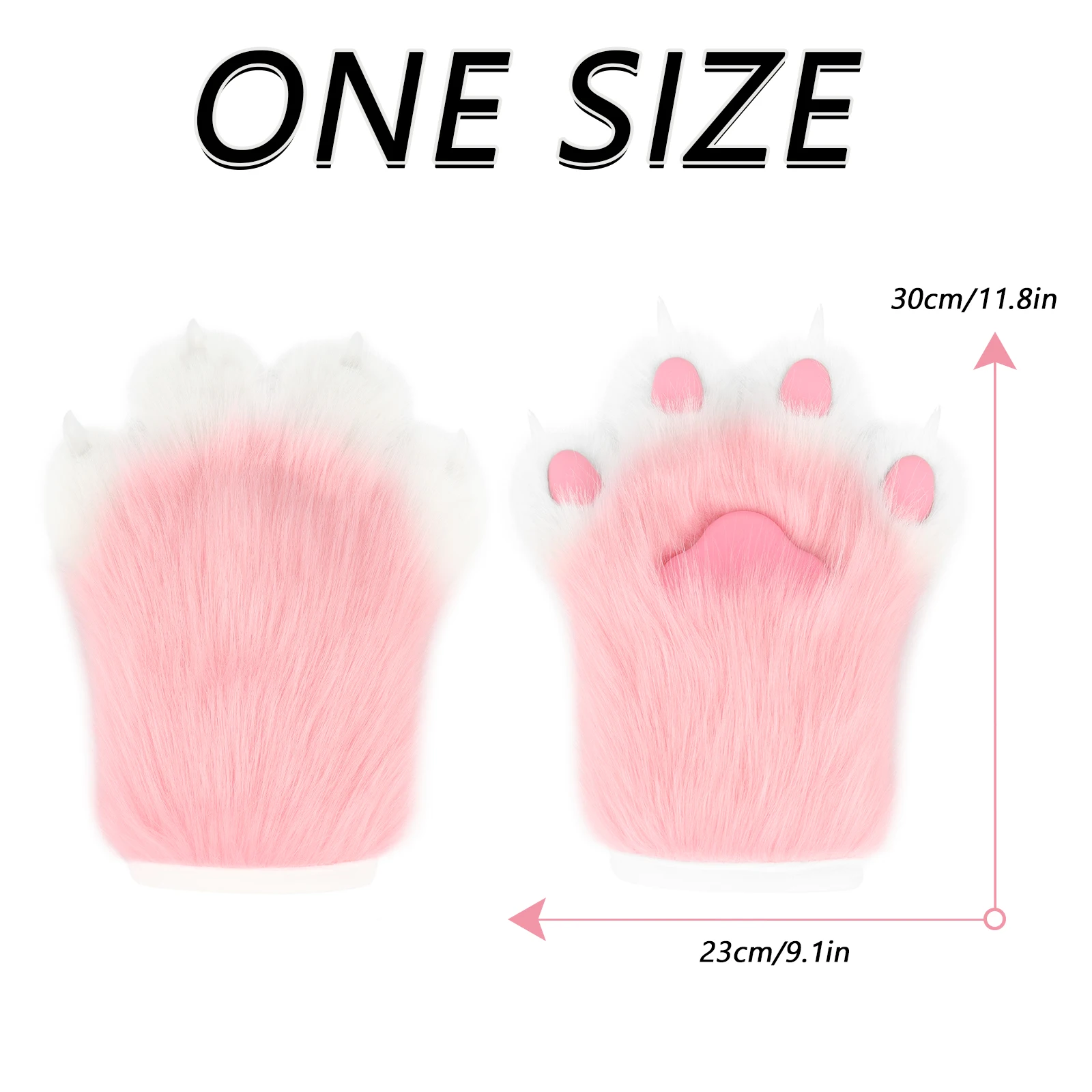 Faux Fur Plush Furry Cat Claw Gloves Fursuit Animal Fox Paws Mittens Halloween Cosplay Costume Accessories - view 4