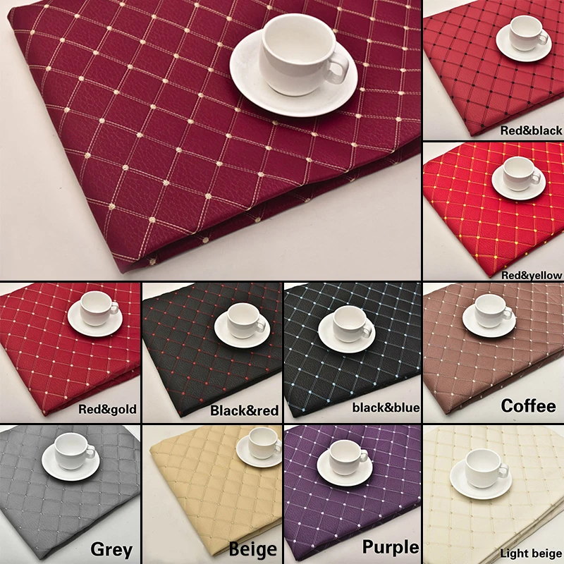 100*140cm Embroidered Plaid Fabric Leathe Sponge Car Interior Roof Fabric Car Seat Cover Sofa Tarpaulin Material Upholstery