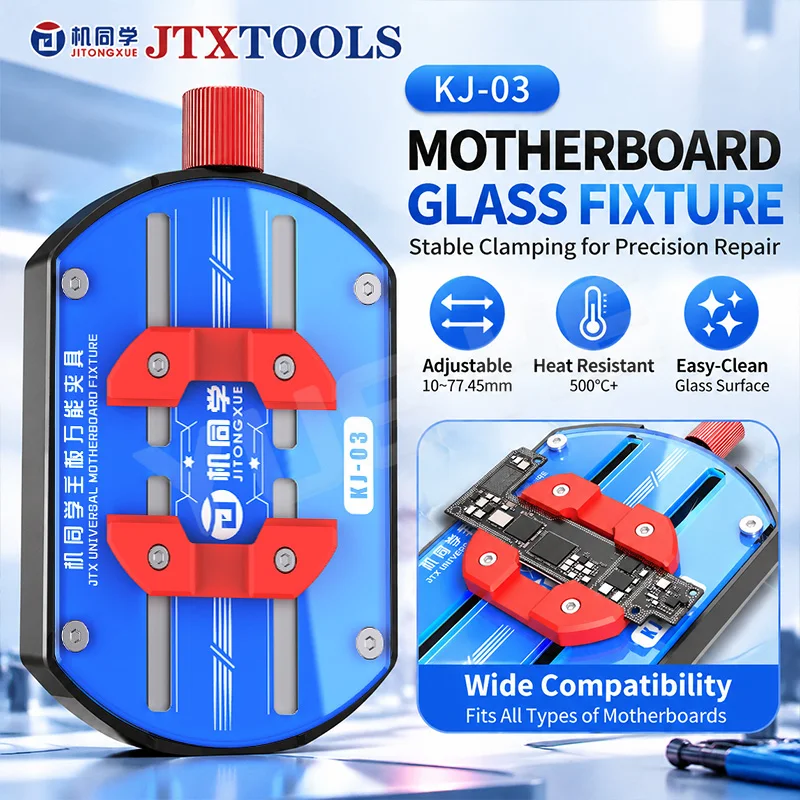 JTX KJ 03 Heat Resistant Glass Motherboard Clamp Fixture Anti Corrosion Precise Positioning Holder For Mobile Mainboard Repair