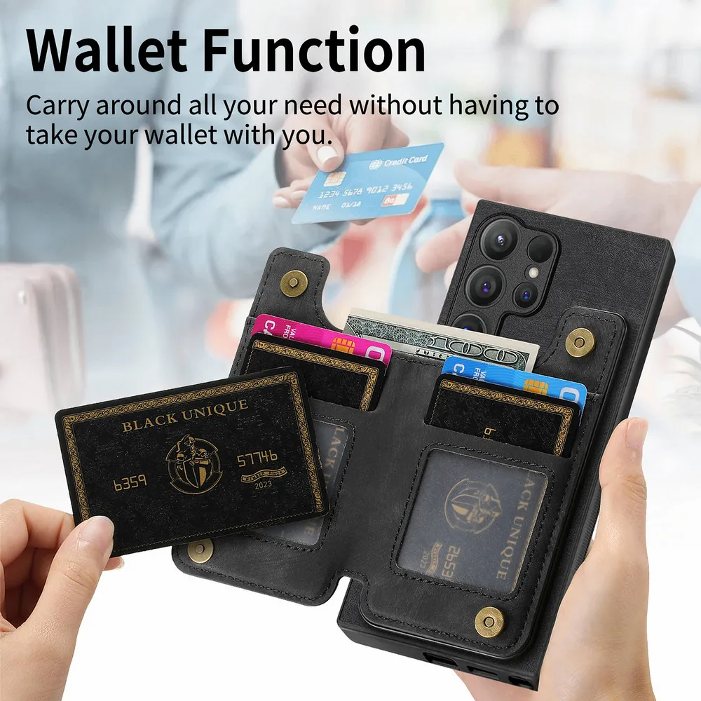 

Кожаный кошелек на молнии для Samsung Galaxy S24 S23 S22 S21 Note 20 Ultra S20 FE 5G Back Funda для Galaxy Note 10 Plus Etui