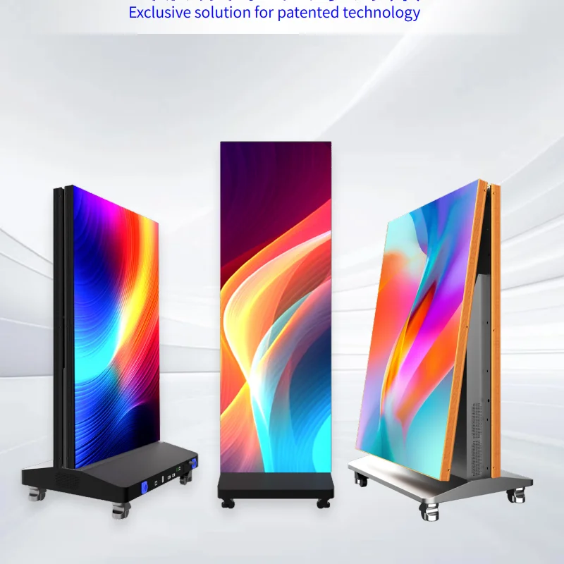 P2.5 Ultra Slim Moving LED Electronic Poster Screen Plug&Play Floor Tile Grade GOB Process scratch proof for Indoor Advertising