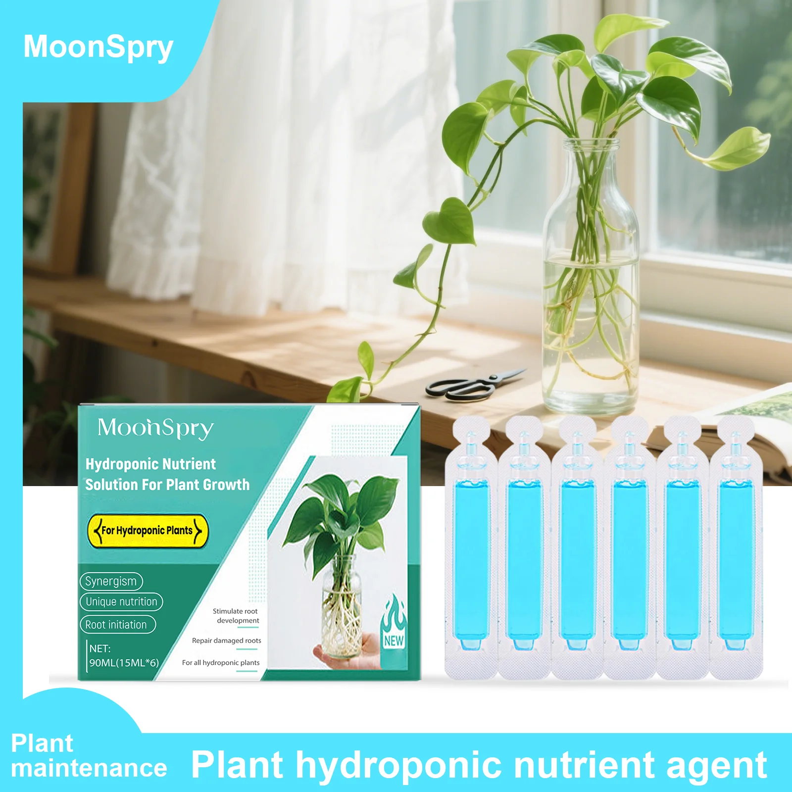 

MOONSPRY Hydroponic Nutrient Solution For Plant Growth Promote Plant Growth and Improve Vitality. Easy to Absorb, Fast Effect