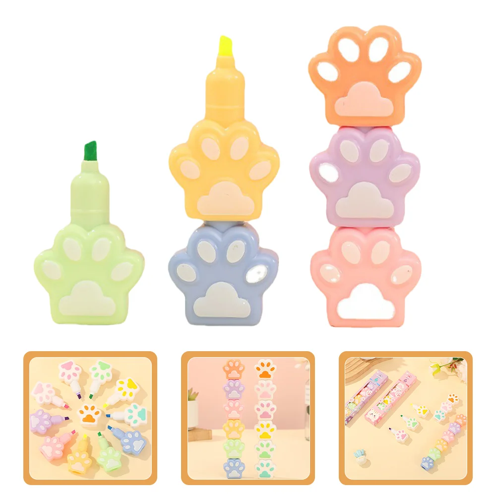 

Creative Cartoon Cute Cat Claw Highlighter Wholesale Children's Account Pen Color Marker Highlighters Mini Plastic