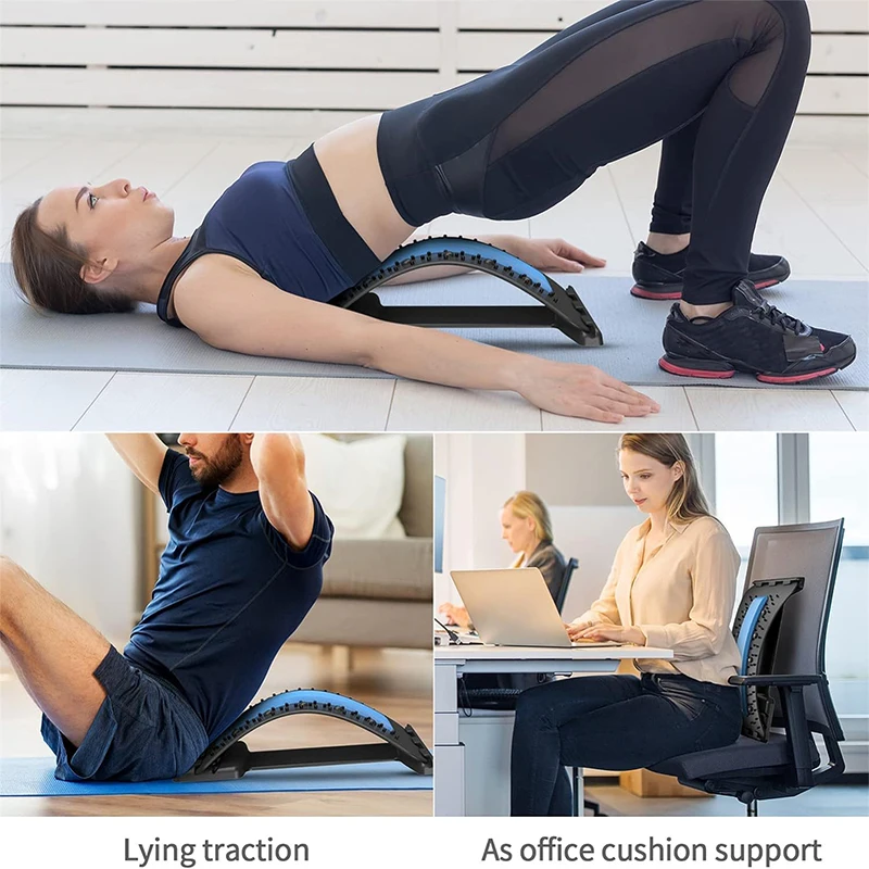 Magnetic Therapy Back Stretcher Multi-Level Adjustable Massager Waist Neck Fitness Lumbar Cervical Spine Support Pain Relief