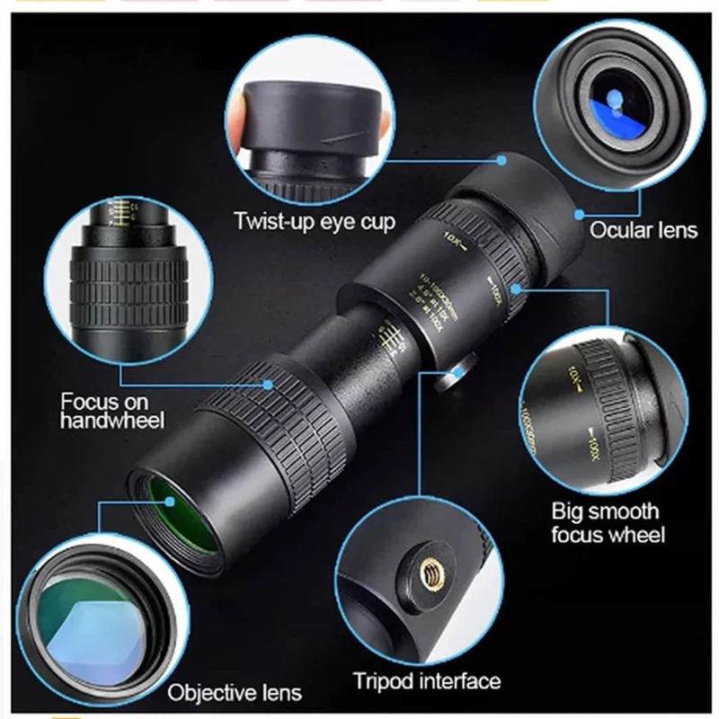 Zoom HD Portable 10-300XStrong Binoculars Long Range Professional Monocular Telescope Low Night Vision for Hunting