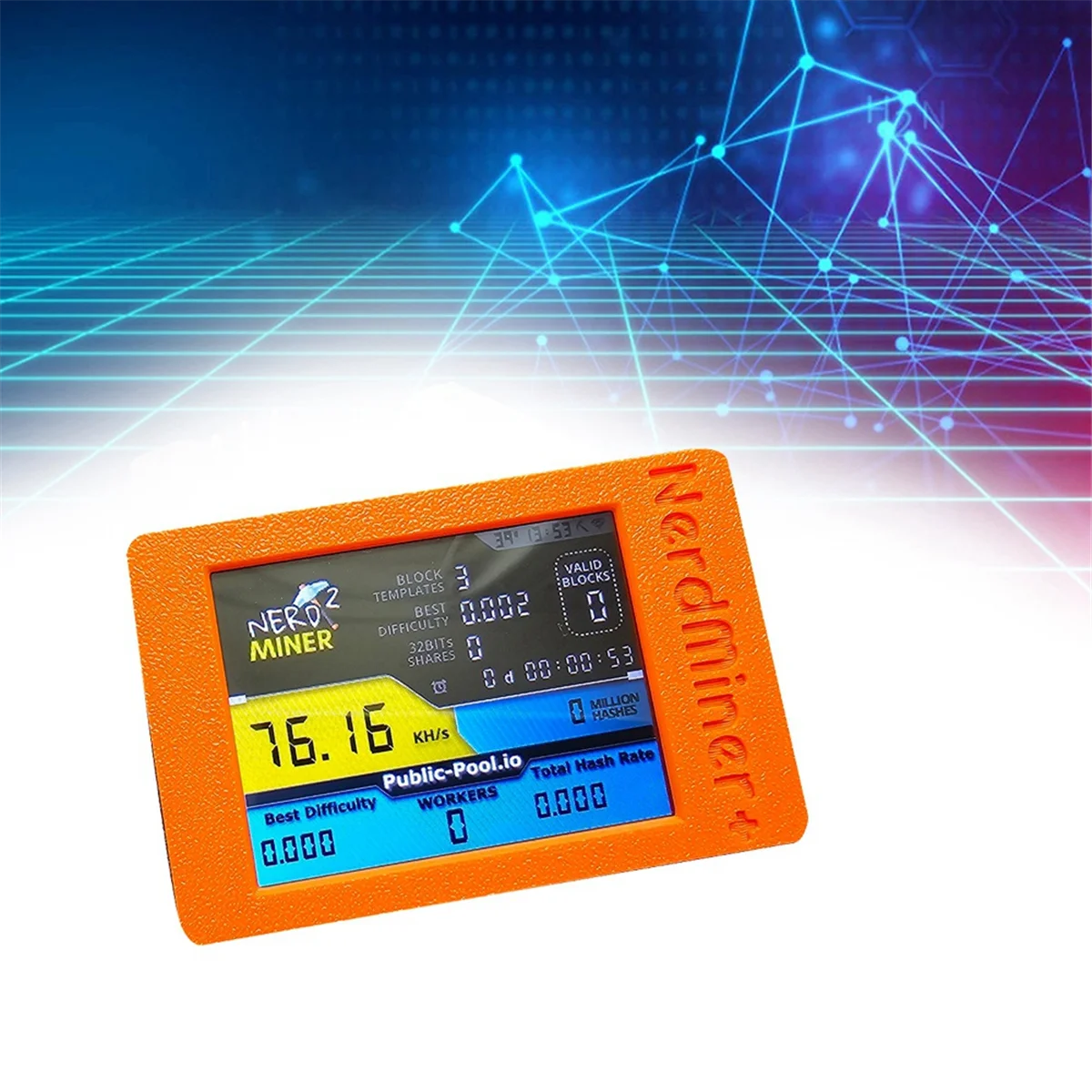 สําหรับ Nerdminer 77 K/S Hashrate พร้อมหน้าจอ 2.8 นิ้ว BTC หวย SOLO Miner Bitcoin Nerd Miner สําหรับ BTC Miner สีส้ม