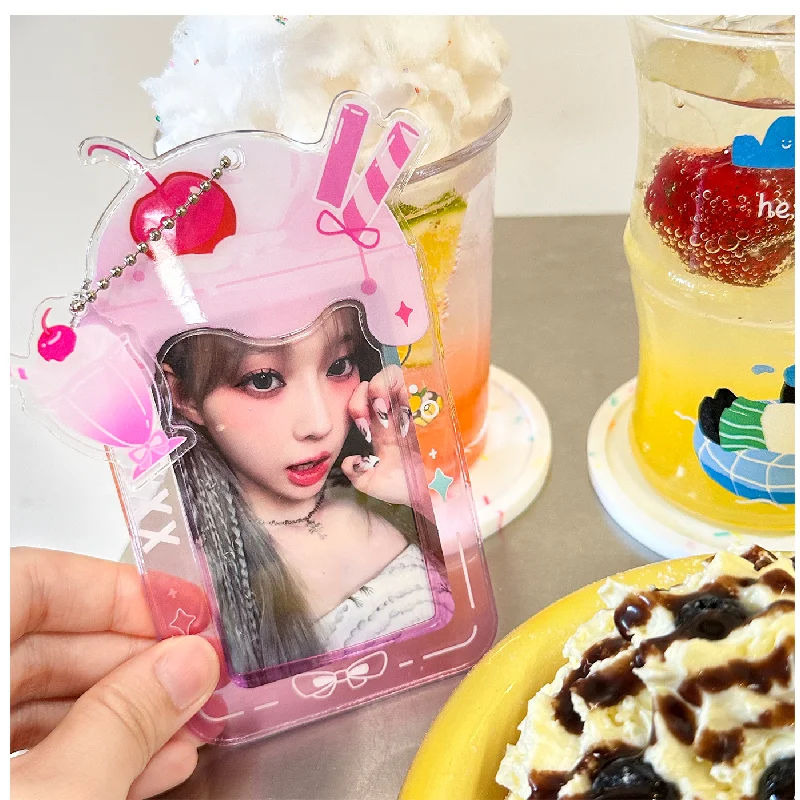 

Kawaii 3 inch Kpop Photocard Holder ice cream Photo Card Holder Bag Pendant School Stationery