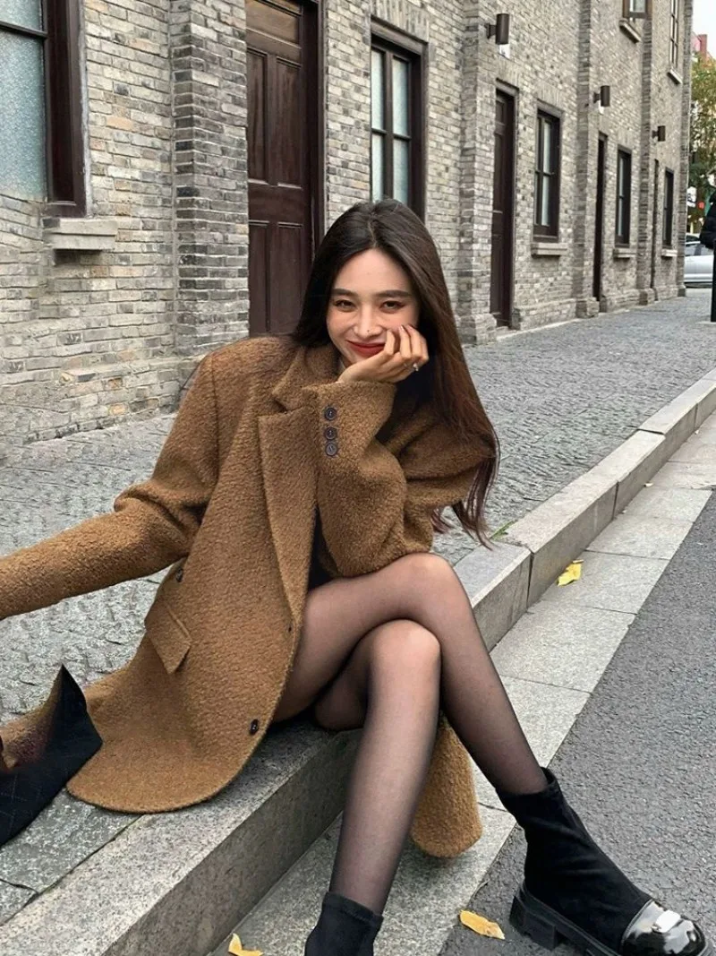 

Женская куртка средней длины, Повседневная Свободная приталенная куртка в Корейском стиле, на осень, 2024