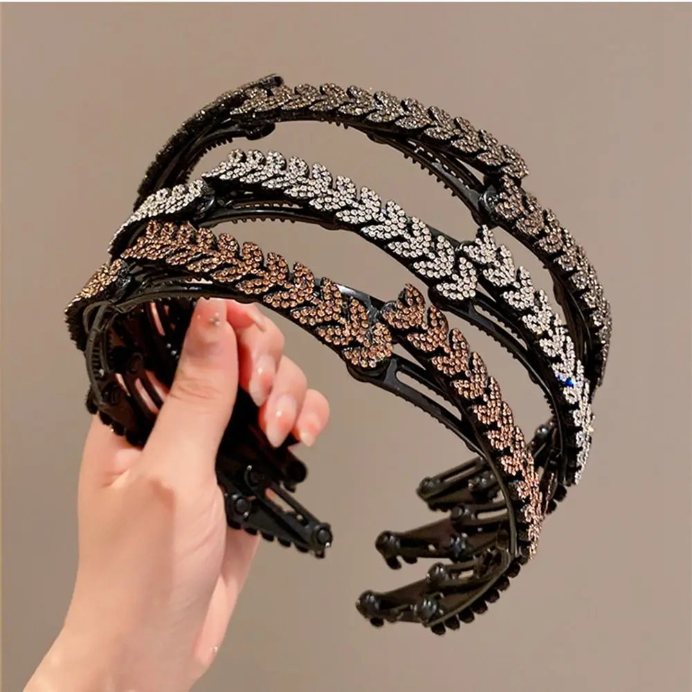 Portable Foldable Rhinestone Headband Flower Extendable Pearl Hair Band Face Wash Hairband Thin Female Hair Accessories