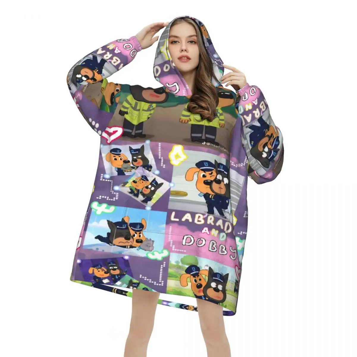 Sheriff Labrador Wearable Blanket Hoodie for Women Men Oversized Sweatshirt Blanket with Pocket