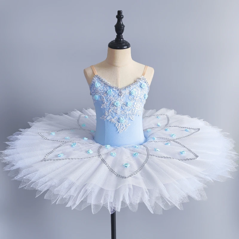 

Girl Professional Ballet Tutu Dance Dress Performance Costume Kids Ballerina Dancewear white Swan Lake Pancake Princess Dresses