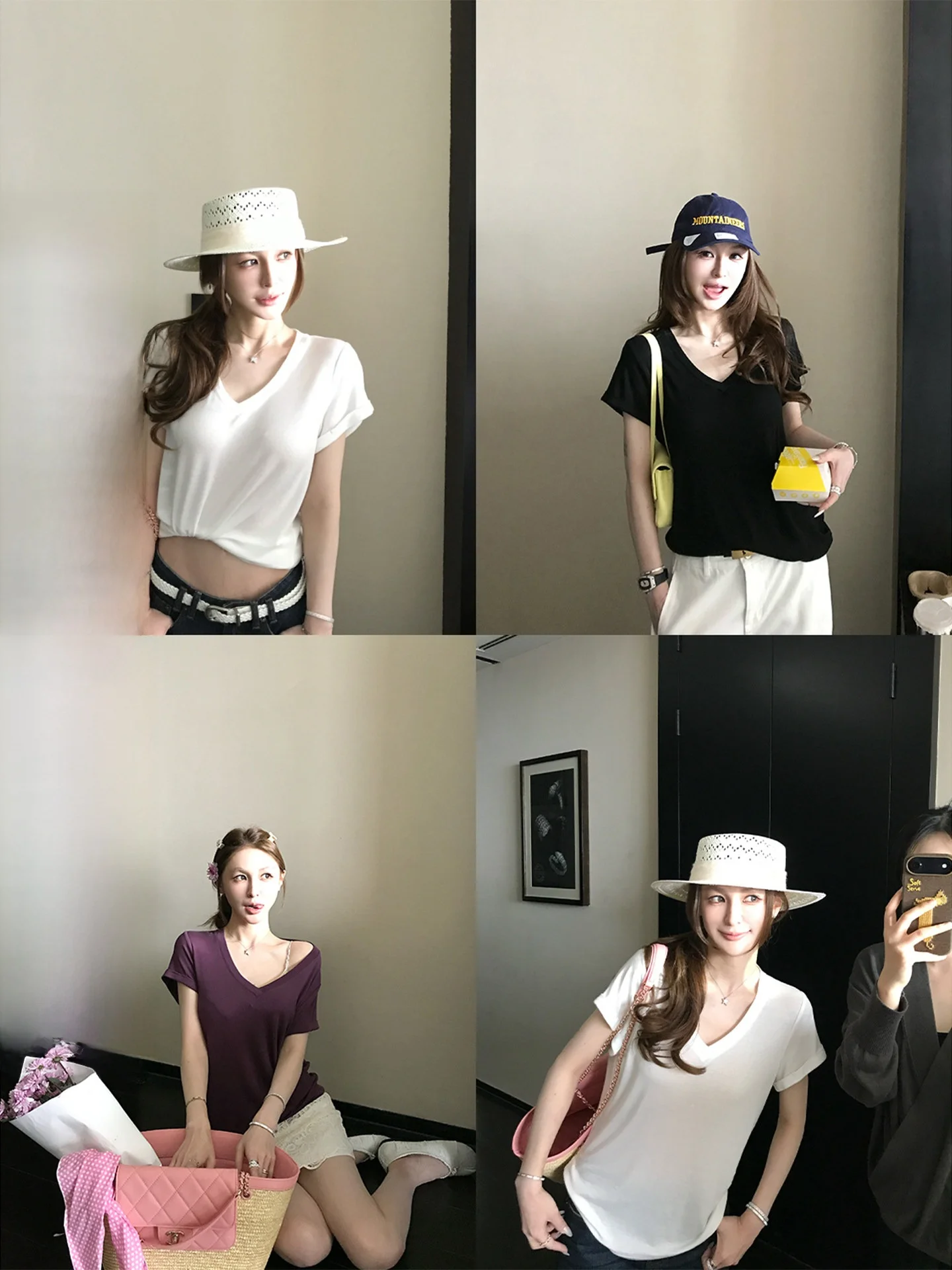 

Футболка Skk Store из шелка и кашемира, приталенная, с коротким рукавом, V-образным вырезом, вязаная, летняя, повседневная, для молодых женщин, Китай