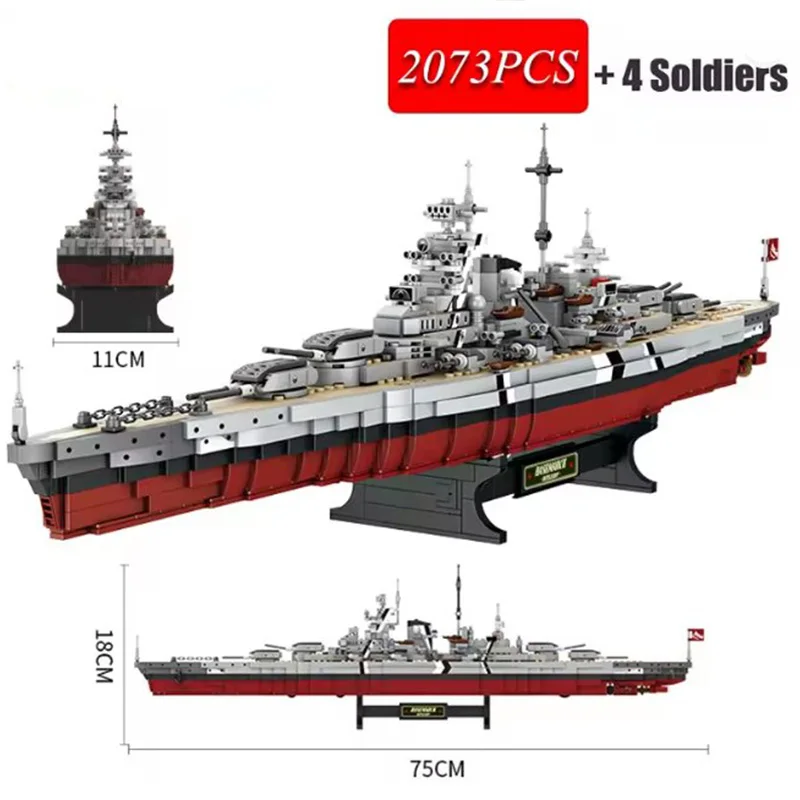 Military Series FC4210 Bismarck Battleship Children's Intelligence Building Blocks Toy Set 2073 Pieces Aviation Theme