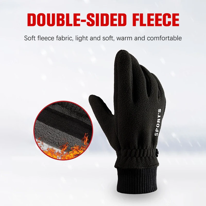 Guantes de invierno con pantalla táctil para hombre, de doble grosor guantes cálidos, a prueba de viento, antideslizantes, para conducir y pescar al aire libre