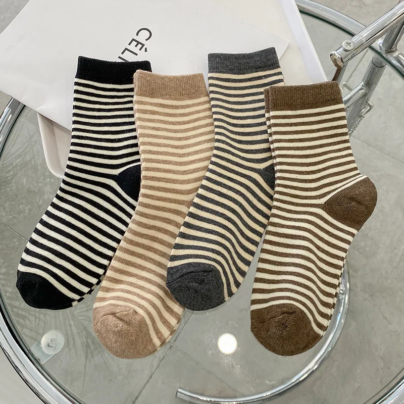 New Women Socks Cotton Japanese Style Wholesale Stripe Harajuku Calsetines  Mujer Short Socks For Girls Gift Ladies Striped Sox