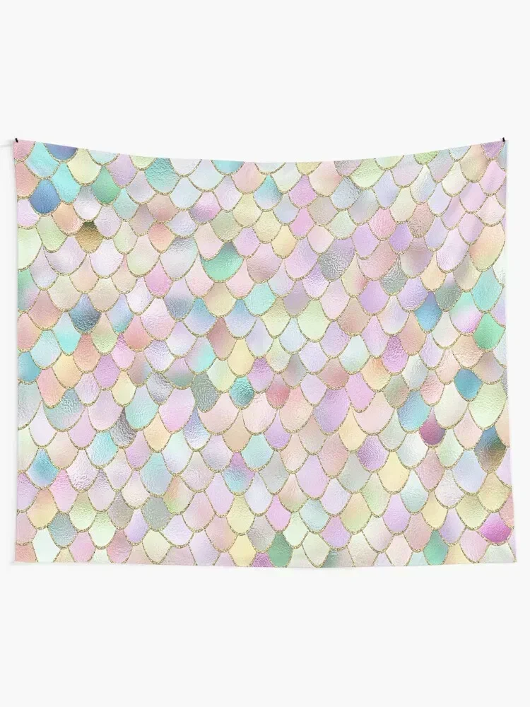 

Wonky Rainbow Glitter Mermaid Scales Pattern Tapestry Wall Carpet Carpet Wall Home Decor Aesthetic Tapestry