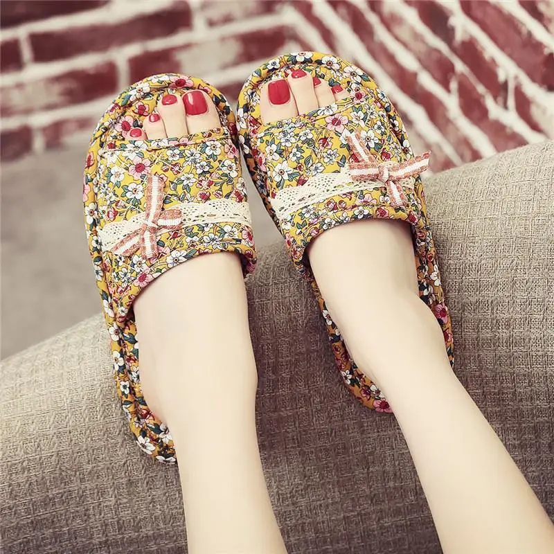 Korean Version Anti-skid Cloth Sole Slippers, Wooden Floor, Silent Indoor Soft Sole Home, Four Seasons Couple Slippers