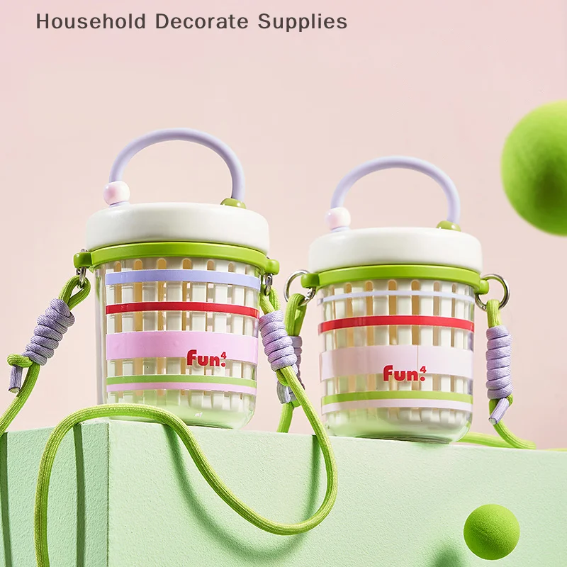 Double Layer Salad Cup Breakfast Cup With Fork Lanyard Multifunctional Drainage Fruit Box Portable Leakproof Food Container