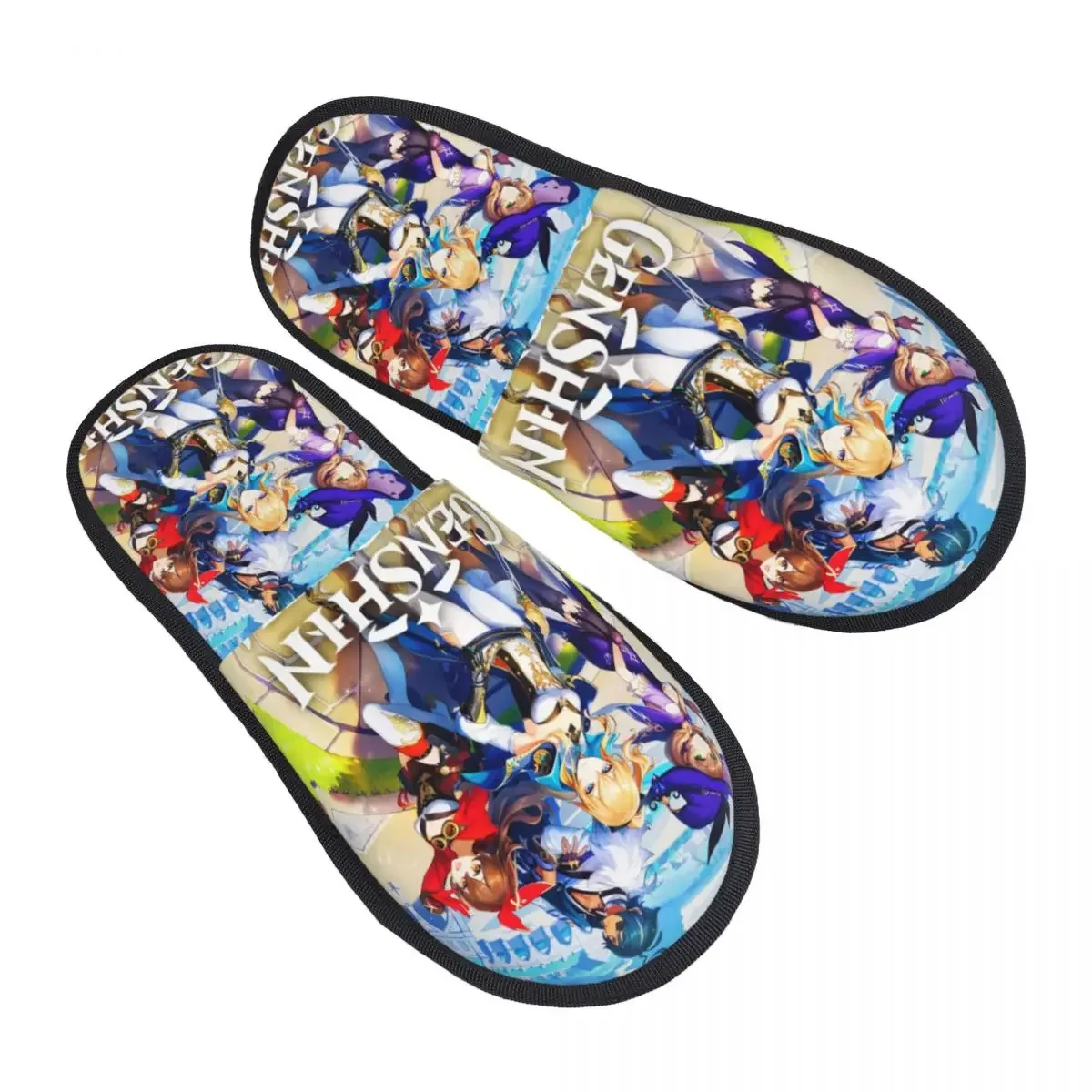 Custom Anime Genshin Impact Memory Foam Slippers Women Comfy Warm Manga Kawaii House Slippers